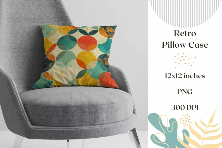 Cute Retro Pillow Case Design, Multicolor Pillowcase PNG