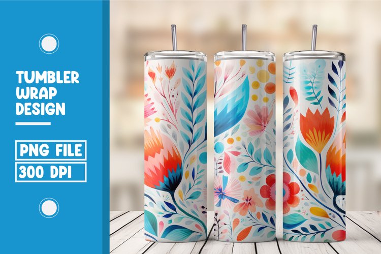 Watarcolor Floral Patterns Tumbler Warp Design