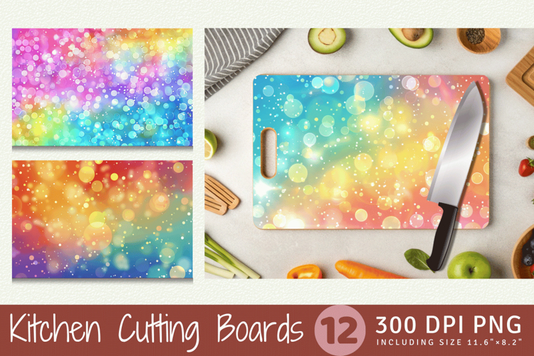 Rainbow Bokeh Cutting Boards sublimation Design