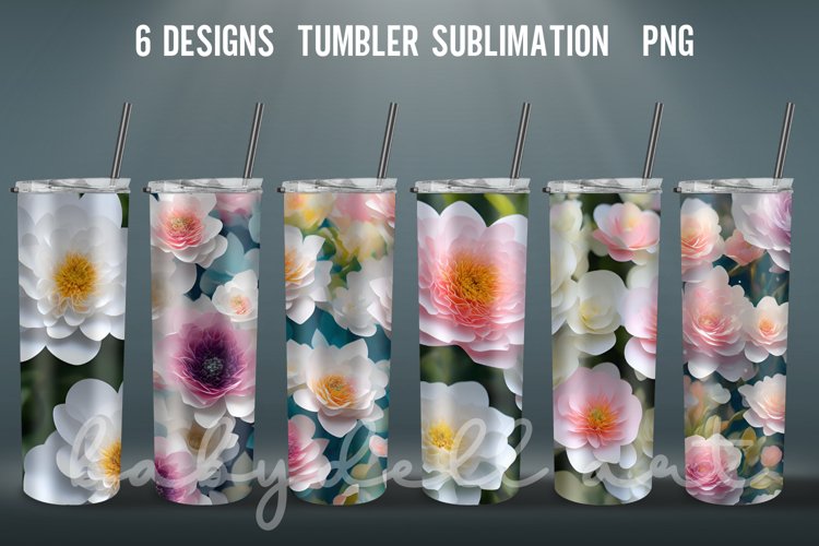 3D Tumbler wrap| Flowers Tumbler Sublimation 20 oz