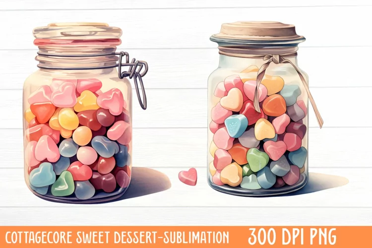 Cottagecore Sweet Dessert Sublimation, Watercolor Clipart