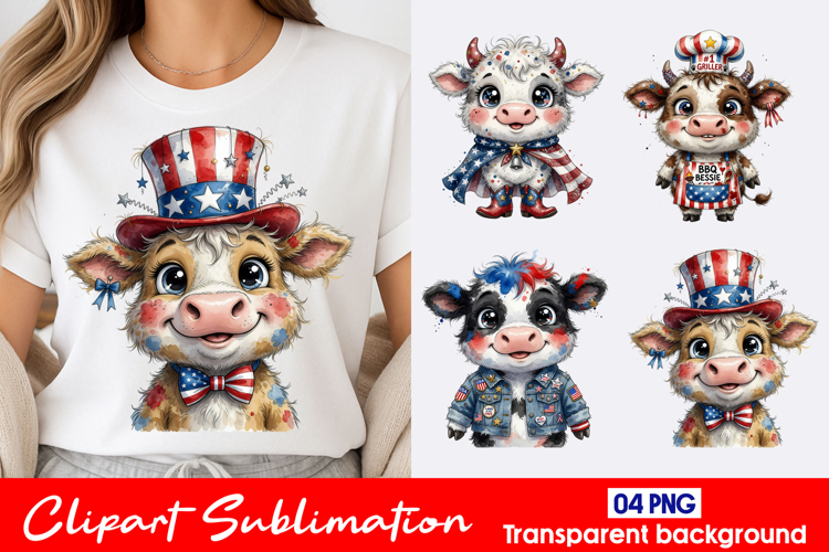 Patriotic Cow Clipart PNG