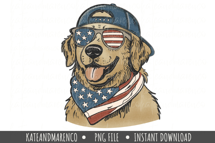 Boy Fourth of July PNG | Dog PNG | Golden Retriever PNG