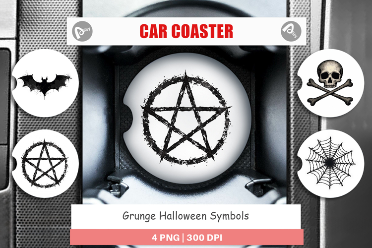 Grunge Symbols Car Coaster
