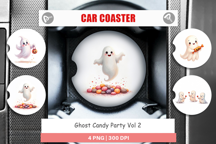 Car Coaster Watercolor Ghost Candy Party
