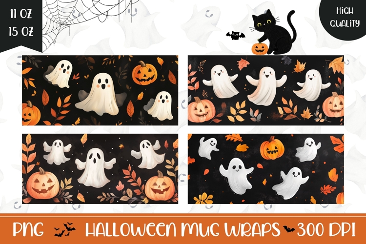 Cartoon Halloween Ghosts Mug, Fall Mug Designs