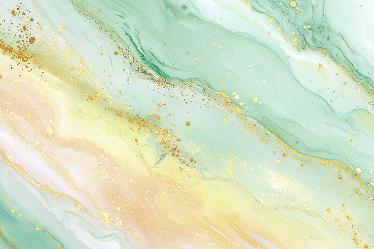 Swirling green, gold & white colors in a beautiful patterns