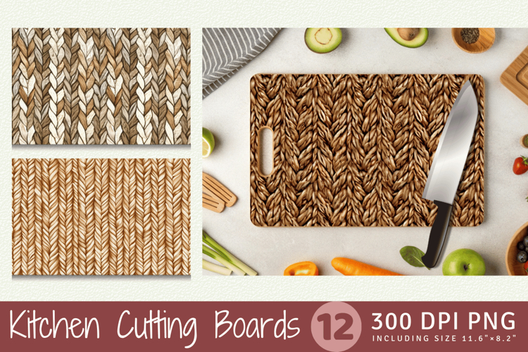 Jute Stitch Knitted Cutting Boards sublimation Design