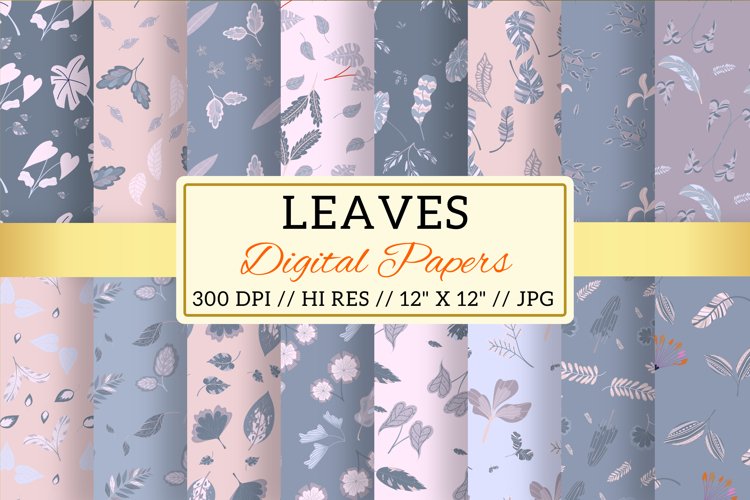 Boho Leaves Digital Paper Patterns, safari backgrounds