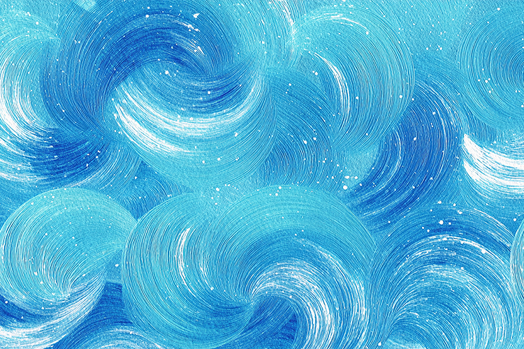 Painting with swirling brushstrokes and white accents