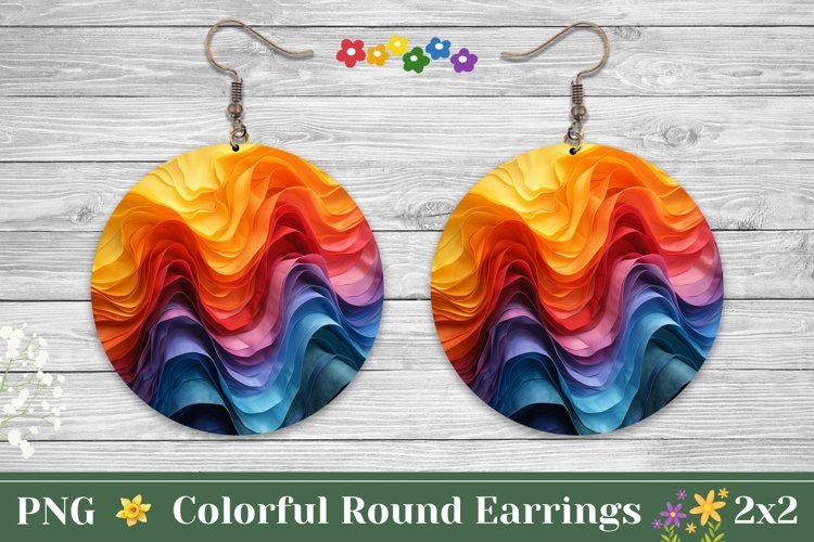 Abstract Round Earring Template, Colorful Earrings PNG