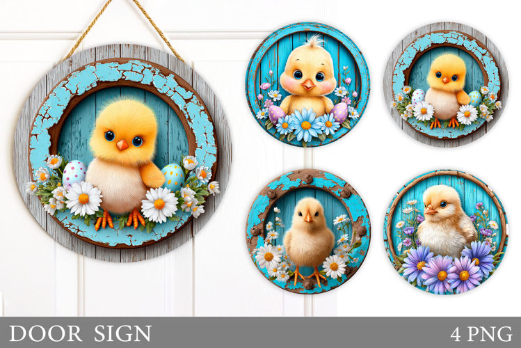 Easter Chick Door Sign Design. Spring Chick Door Sign