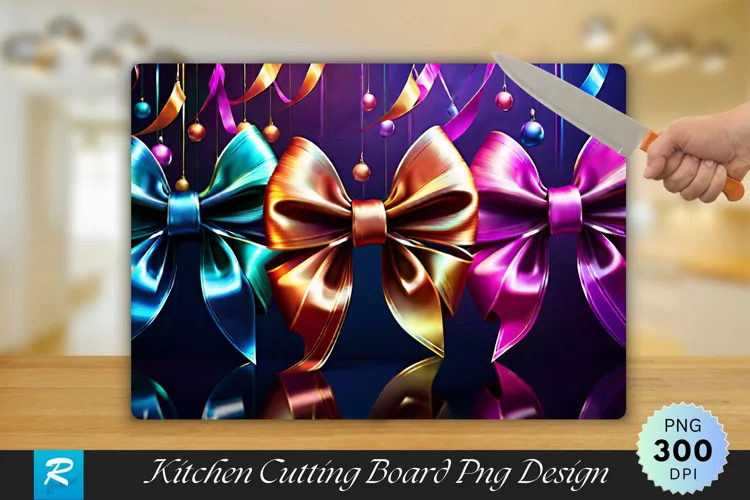 Vibrant Bow Cutting Board Sublimation Design