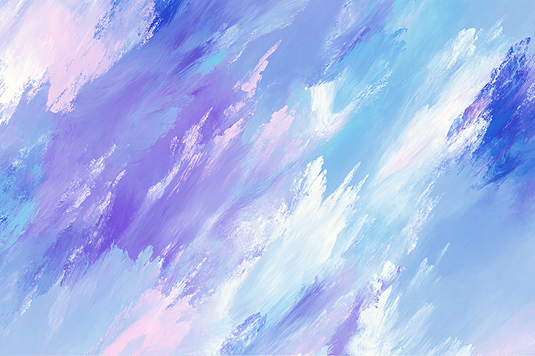 Serene sky with vibrant purple, blue & white clouds