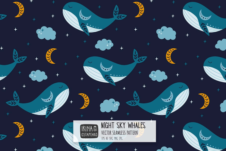 Whale Seamless Pattern Digital Paper