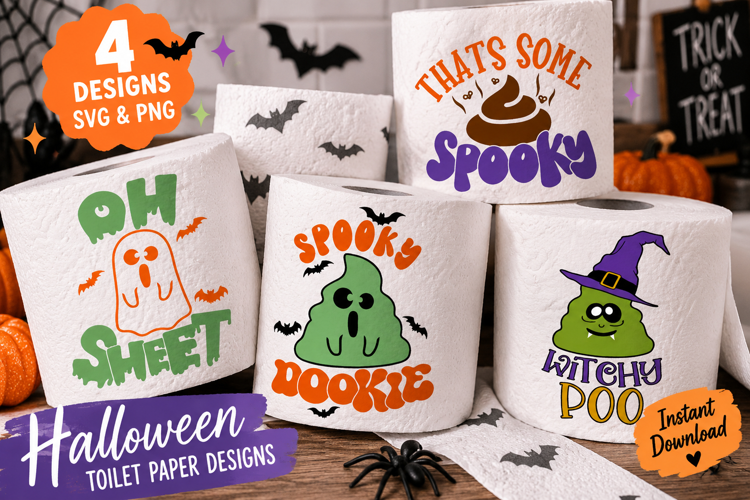 Halloween Toilet Paper SVG PNG, Witchy Poo Ghost Humor