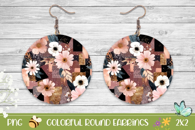 Boho Earrings, Boho Flowers Round Earrings Design