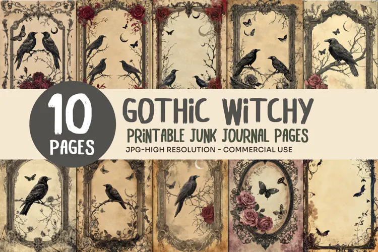 Gothic Raven Junk Journal Pages