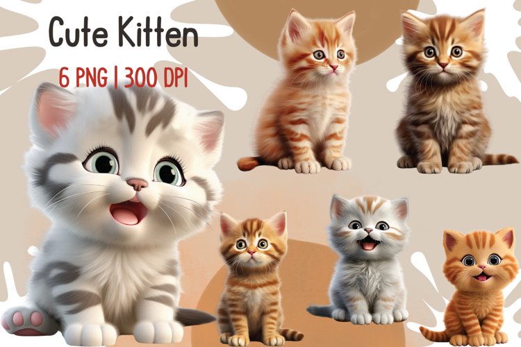 Cute Kitten Clipart Sublimation PNG