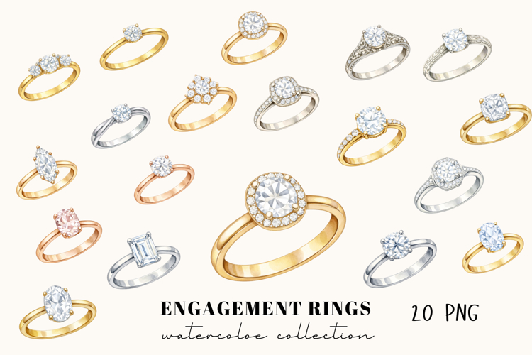 Engagement Rings Watercolor Clipart