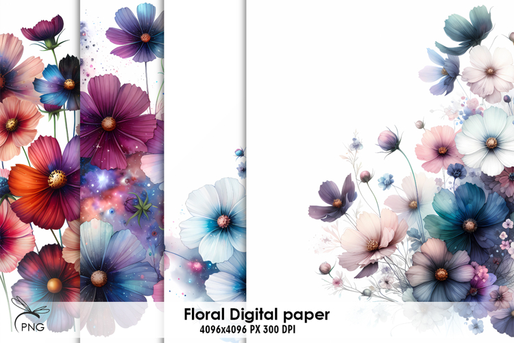 Summer flowers digital paper