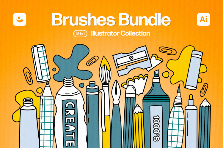 18 in 1 Illustrator Brushes Bundle