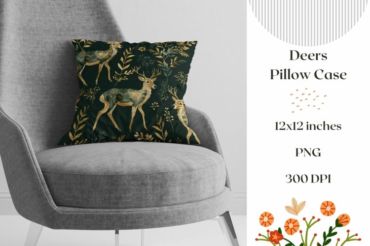 Cute Deers Pillow Case Design, Forest Pillow Sublimation
