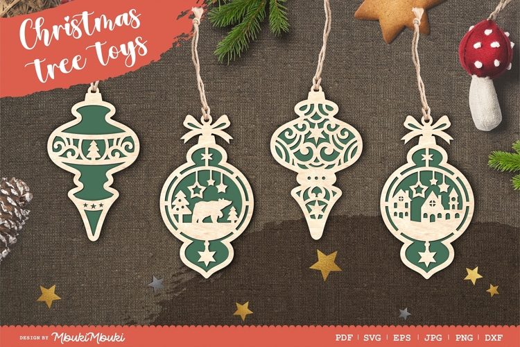 Christmas tree toys 4 / laser cut file / SVG
