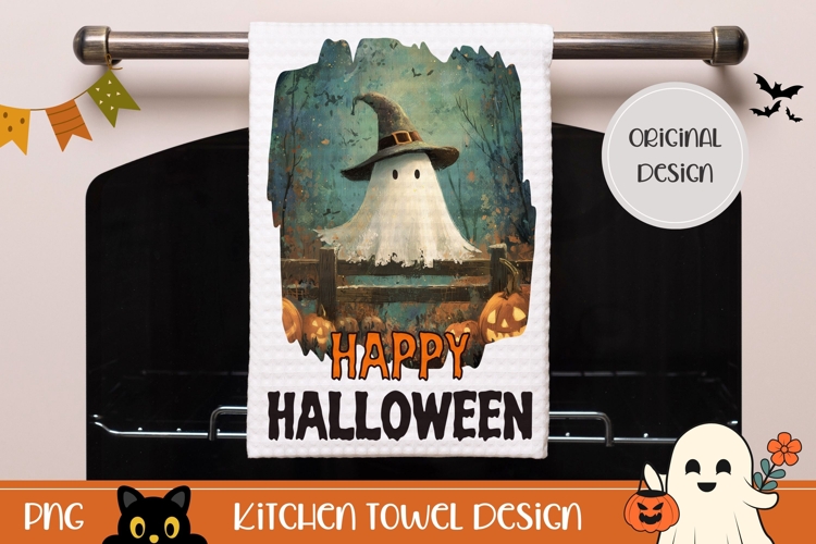 Happy Halloween Towel, Cute Halloween Ghost PNG