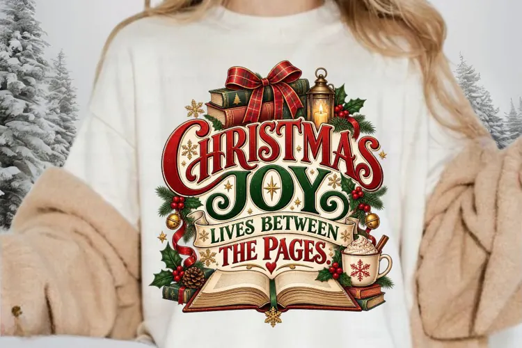 Christmas Joy Lives Between the Pages PNG, Christmas Books
