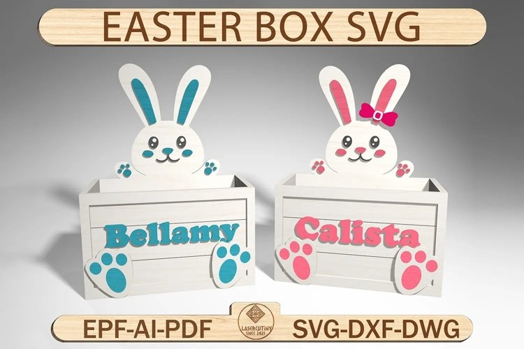 Bunny Basket Gift Box Laser Cut File Svg