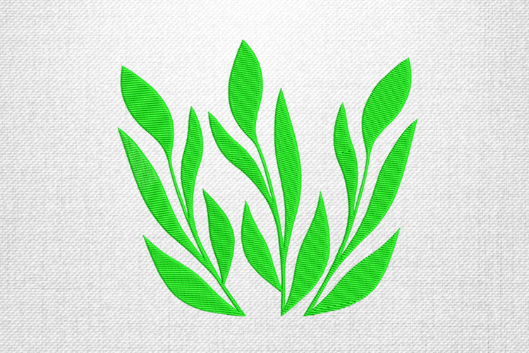 Elegant Green Leaf Cluster Embroidery Design