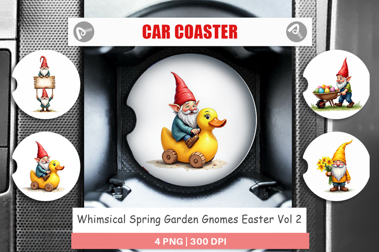 Garden Gnomes Easter Car Coaster