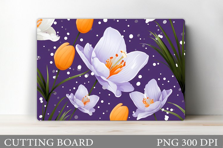 Crocus Flowers Cutting Board. Flowers Kitchen Cutting Board