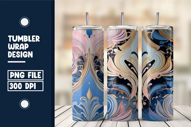 Old Fashioned Flower Tumbler Wrap Design