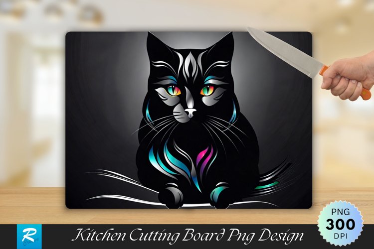 Black Cat Cutting Board Sublimation Design