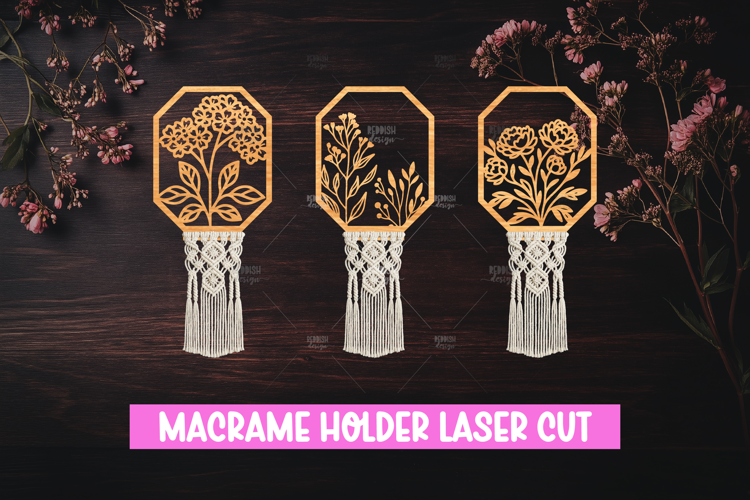 Floral Macrame Holder Laser cut, Home decor Laser Cut