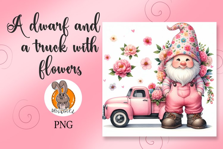 A dwarf and a truck with flowers example image 1