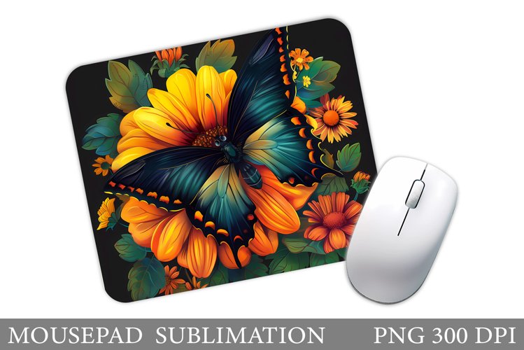 Butterfly Mouse Pad Design. Flowers Mouse Pad Sublimation example image 1