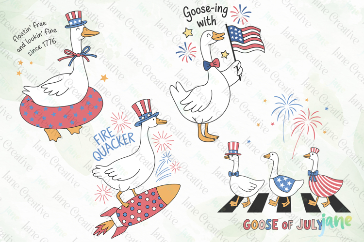 4th of July Silly Goose SVG PNG