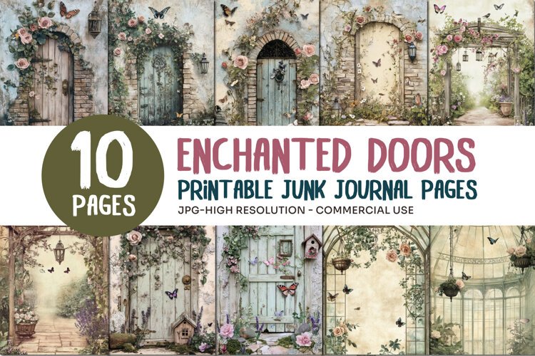 Enchanted Garden Door Junk Journal Pages example image 1