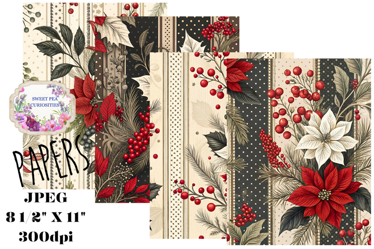 Christmas, Red, Black, Papers, Junk Journal