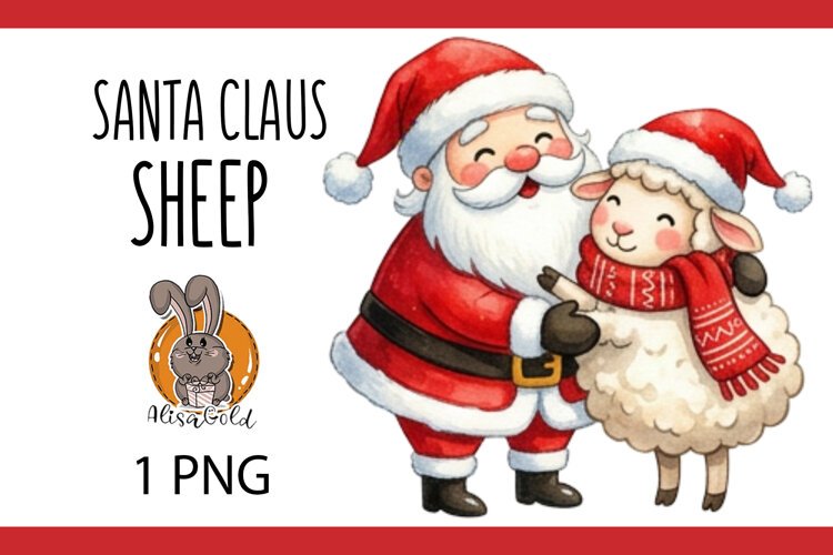 Santa Claus, sheep, Christmas example image 1