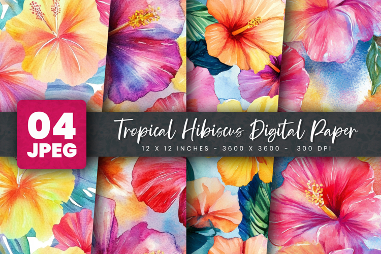 Tropical Hibiscus Digital Paper