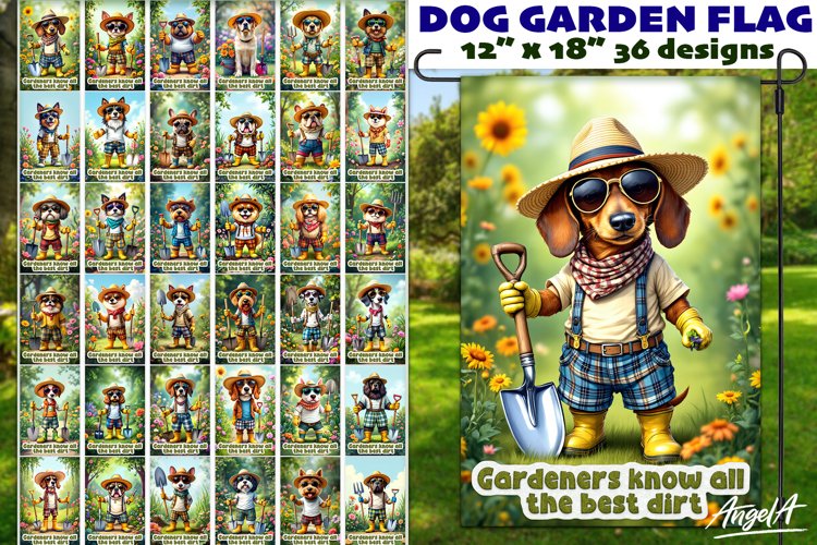 Dog Garden flag sublimation bundle, funny garden quotes PNG