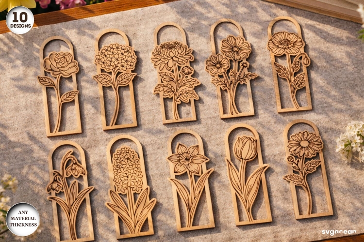 Flowers Bookmark Laser Cut Bundle | Book Lover | SVG