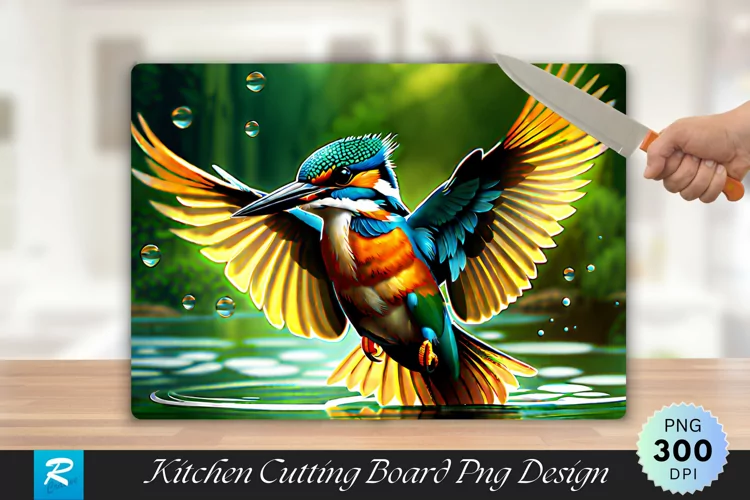 Kingfisher Cutting Board Sublimation Design