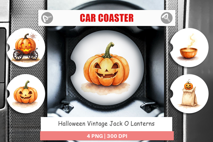 Halloween Vintage Lanterns Car Coaster