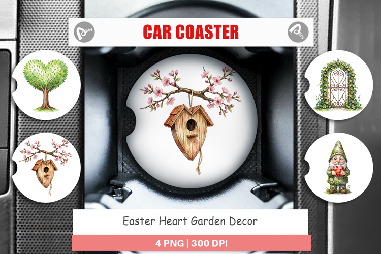 Easter Heart Garden Decor Car Coaster