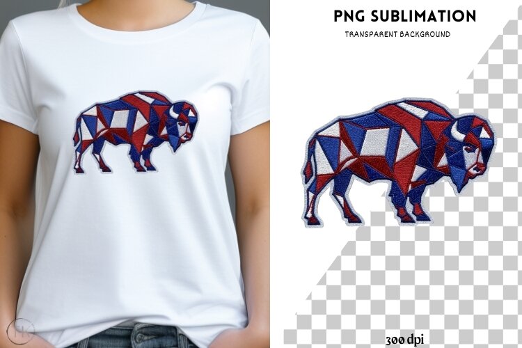 Geometric Buffalo PNG | Patriotic Bison Design example image 1